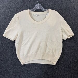 St. John Basics Sweater Women's Large White Short Sleeve Knit Pullover